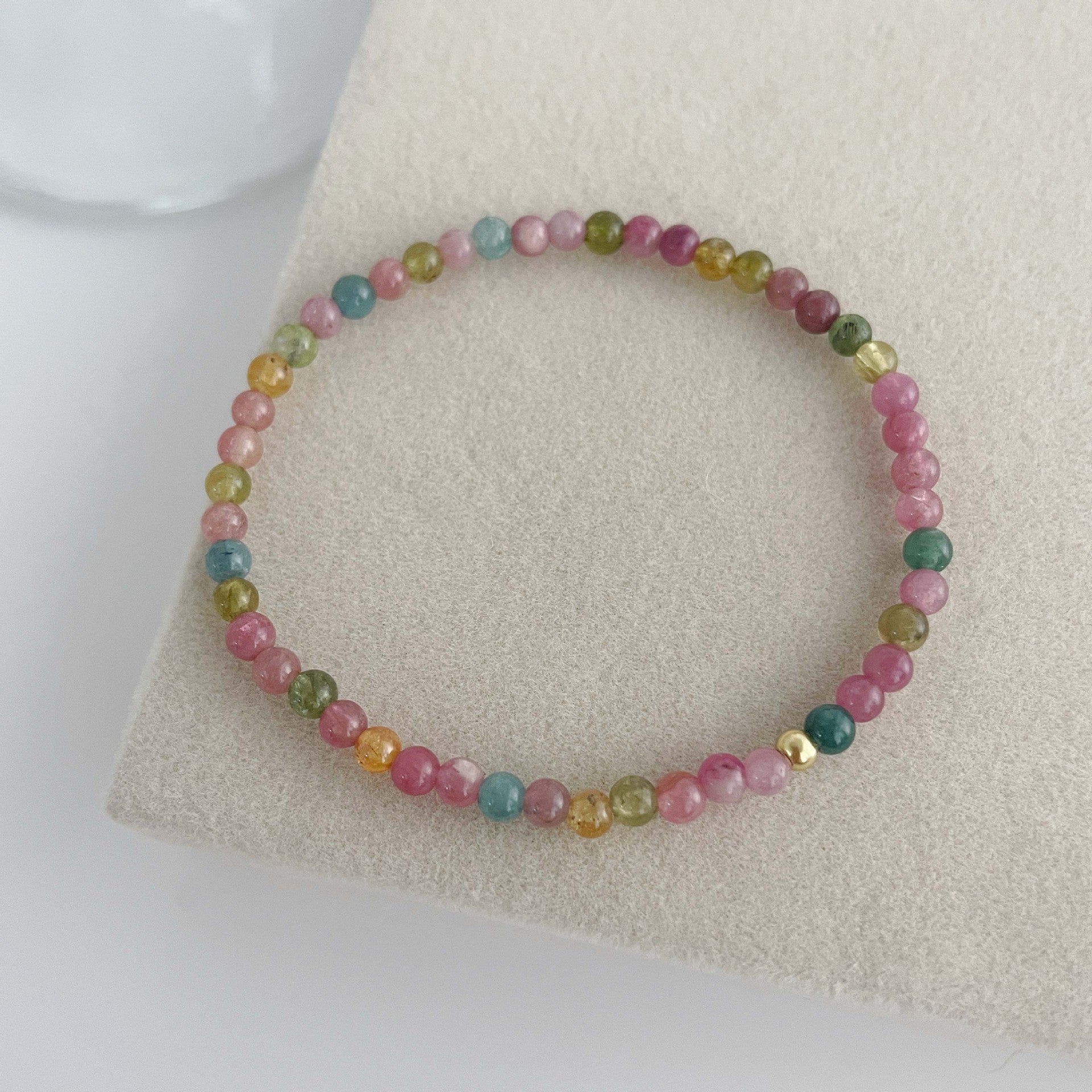 S925 pure silver natural tourmaline colored bracelet