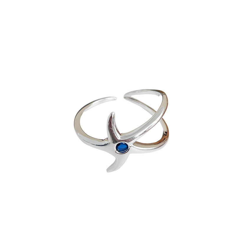 925 sterling silver starfish shaped ring - silvery