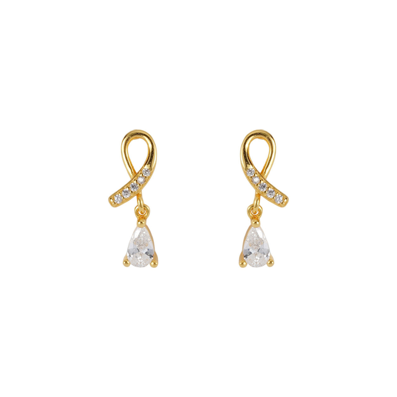 925 sterling silver water droplet shaped zircon earrings