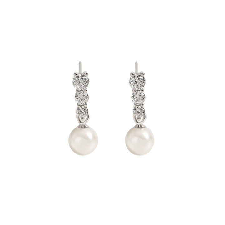 Bead earrings - silver