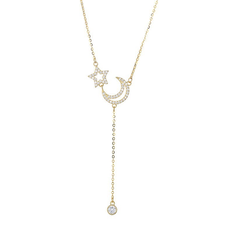 925 sterling silver star and moon pendant necklace