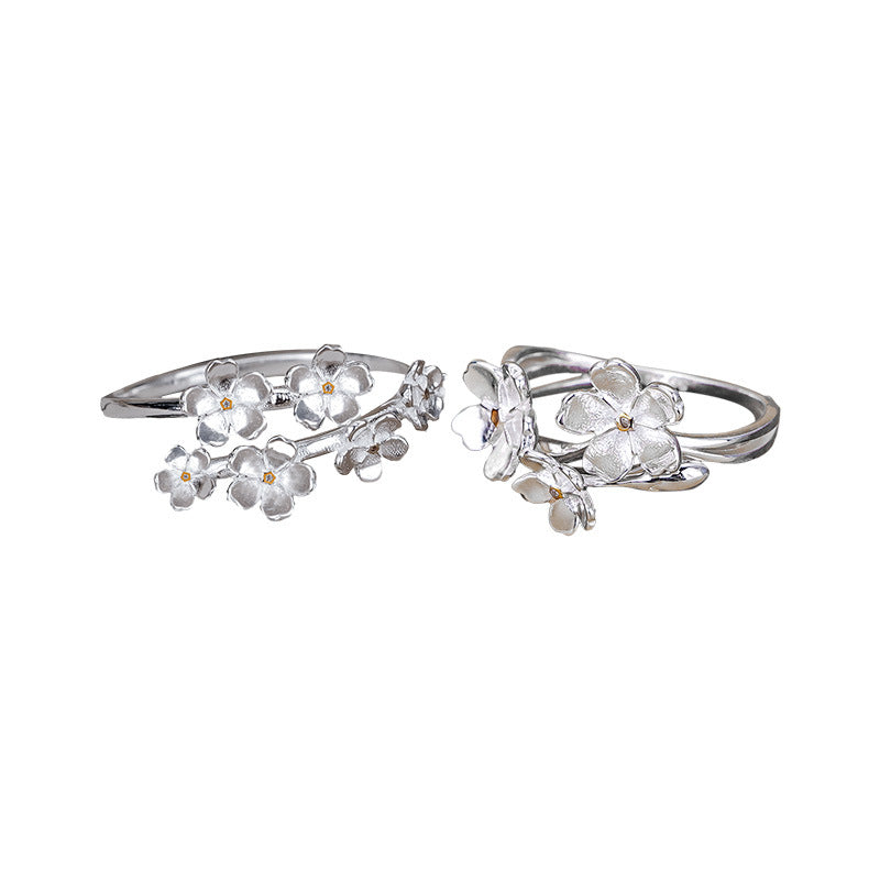 925 sterling silver flower opening ring - silvery