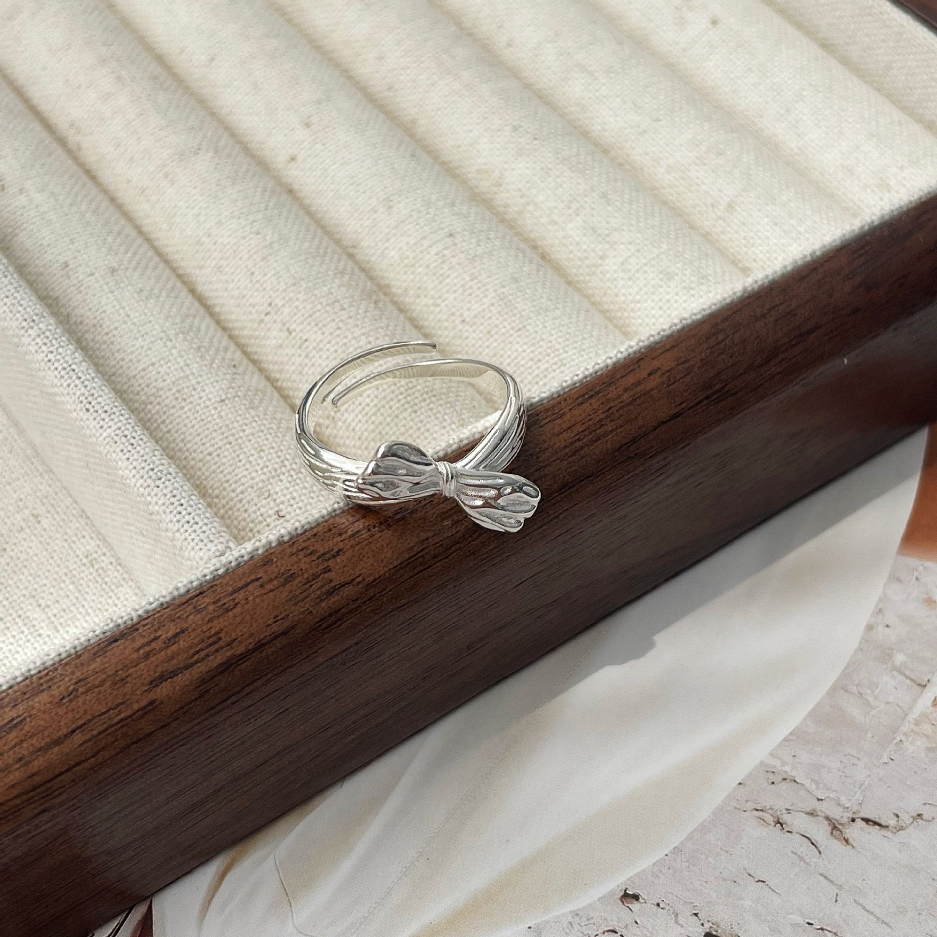 925 sterling silver bowknot ring - silvery