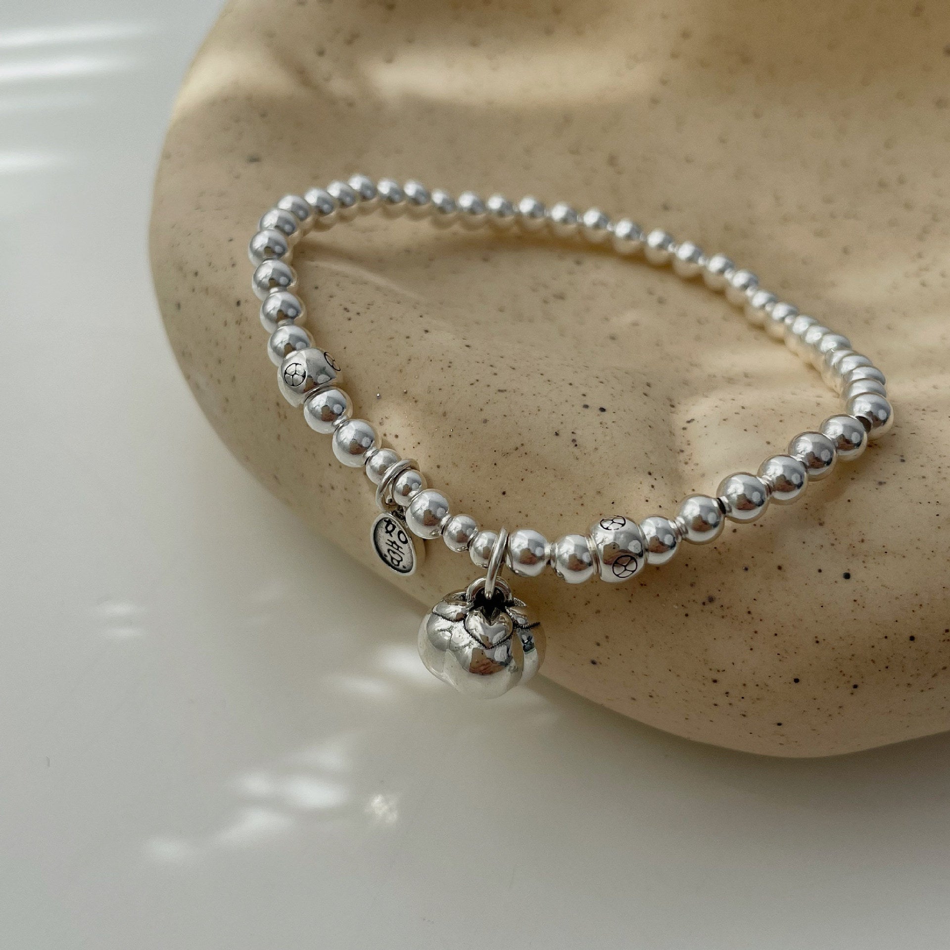 925 Silver Round Bead Bracelet - Silvery
