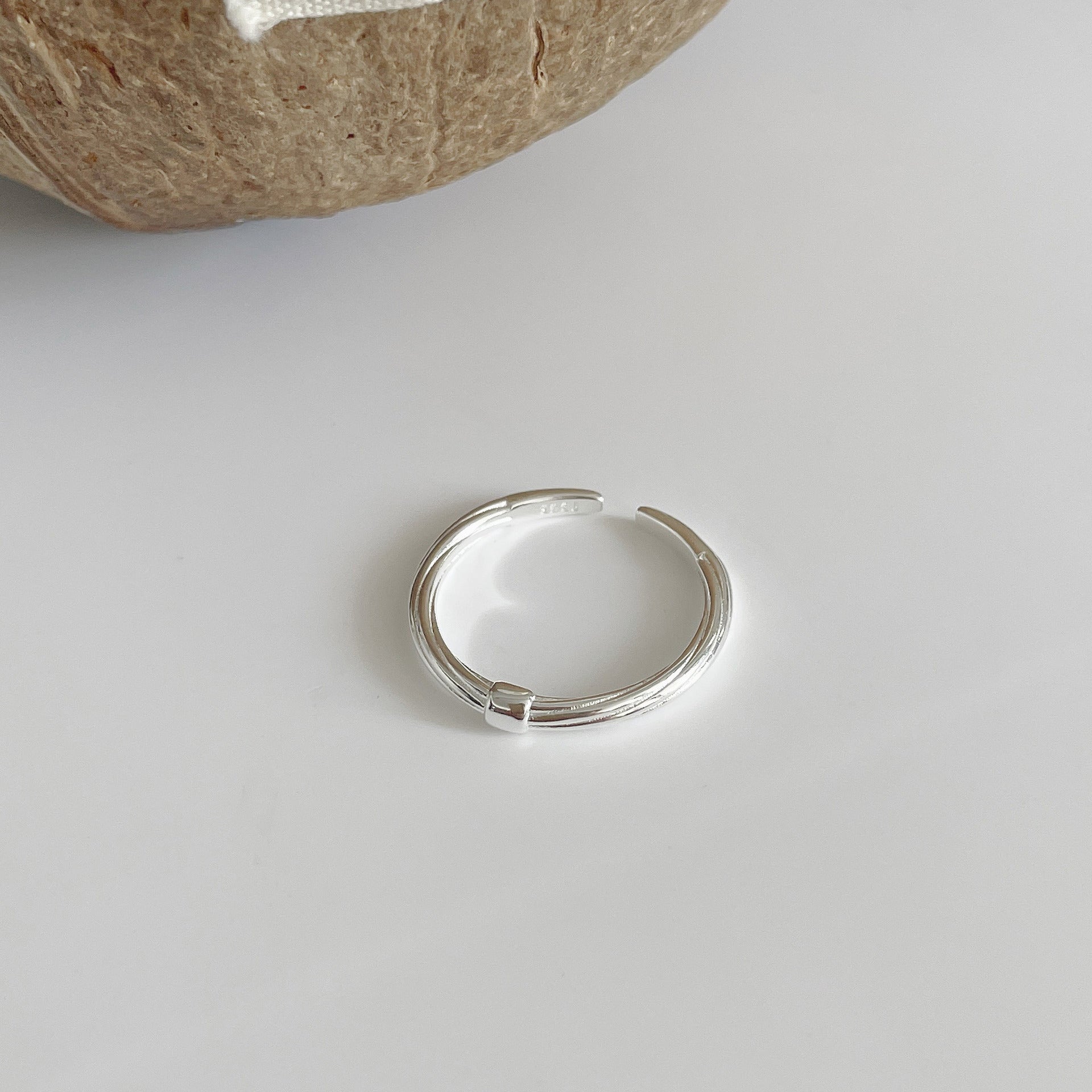 925 sterling silver open-end ring - silvery