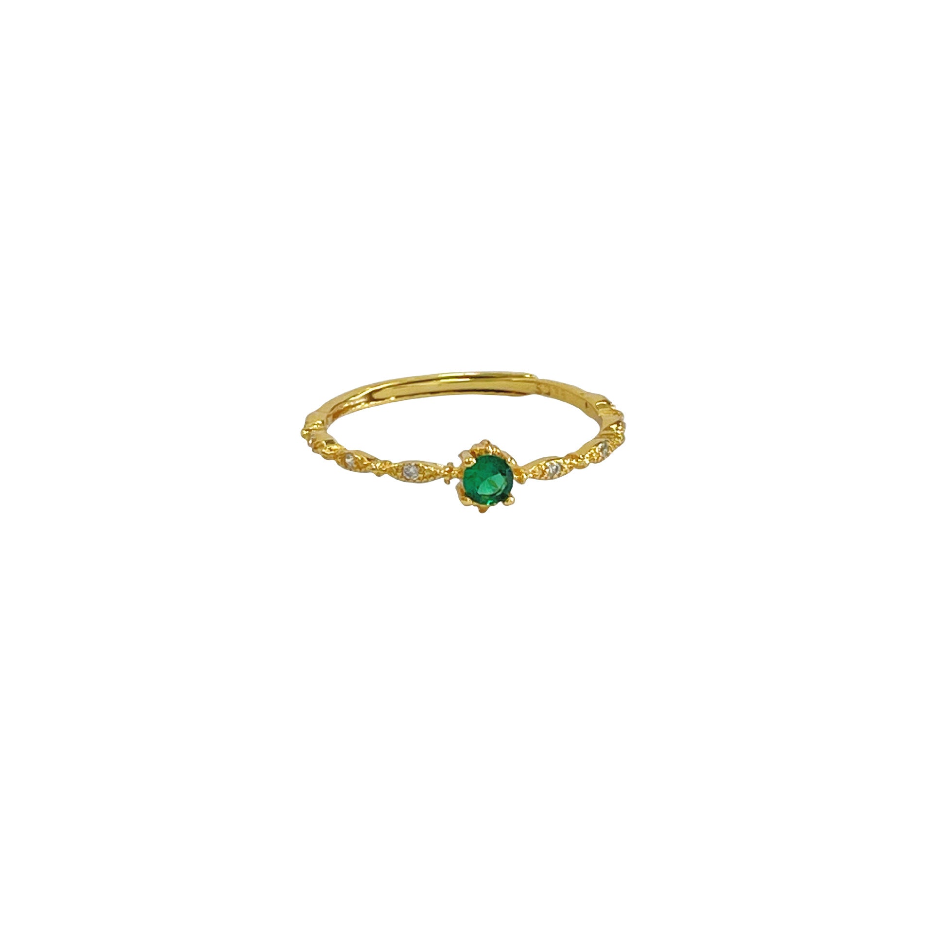 S925 sterling silver inlaid with green zirconium open ring