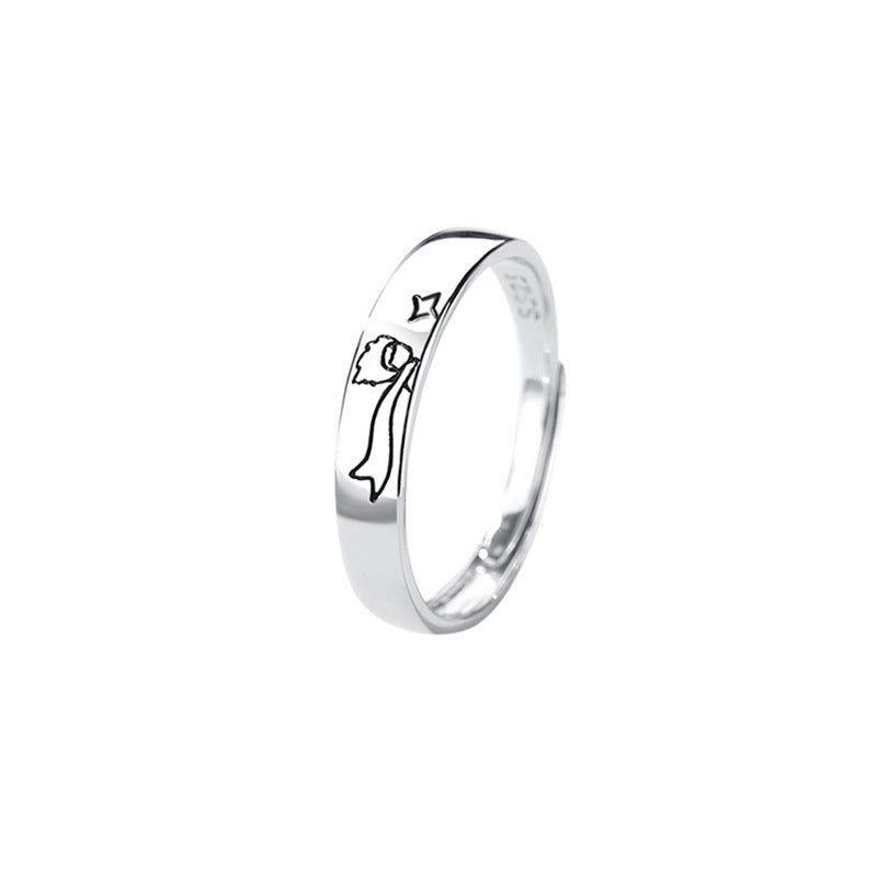 925 sterling silver couple ring - silvery