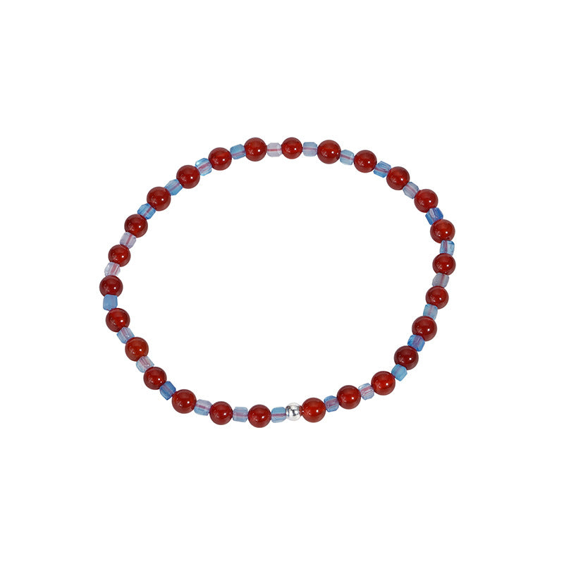 S925 sterling silver red agate bracelet