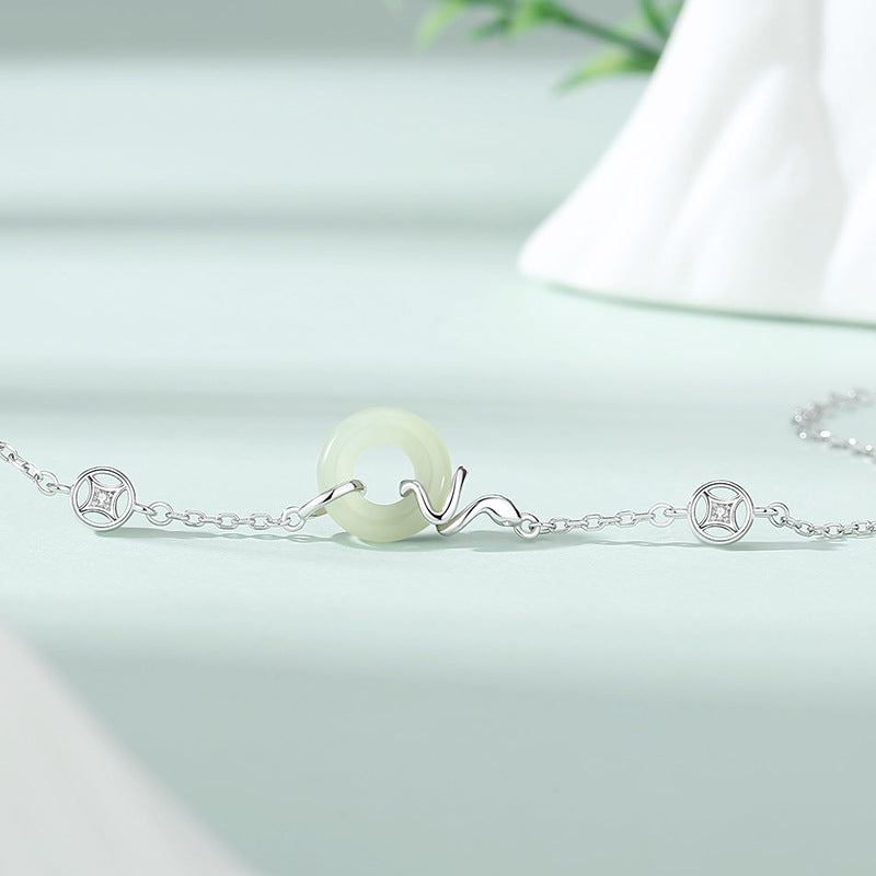 S925 sterling silver zodiac snake safety buckle bracelet