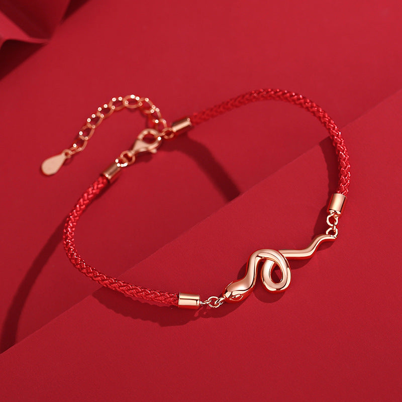 925 sterling silver snake year red rope bracelet