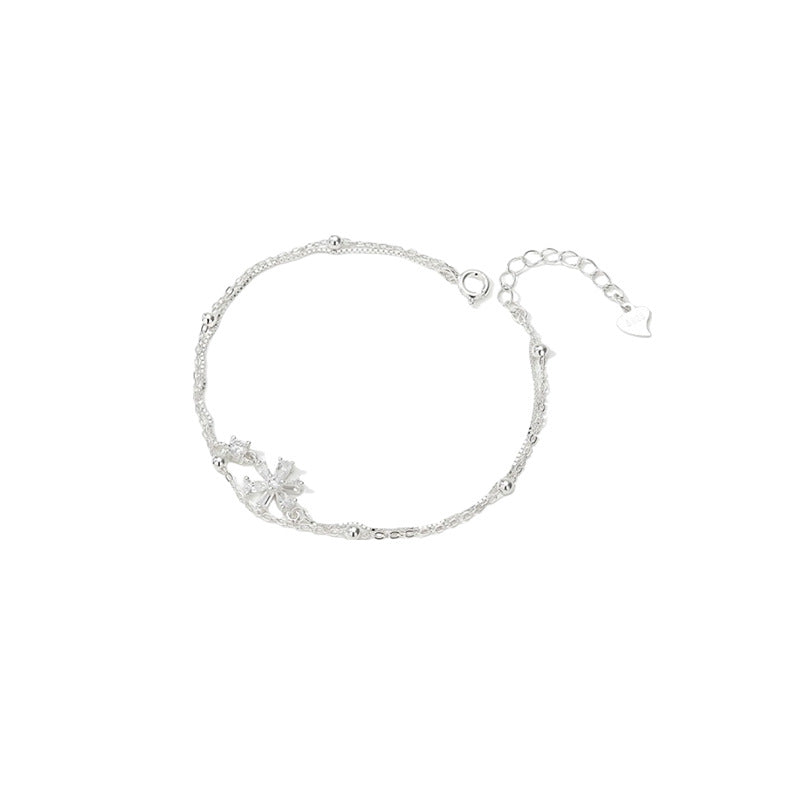 925 sterling silver double-layer cherry blossom bracelet