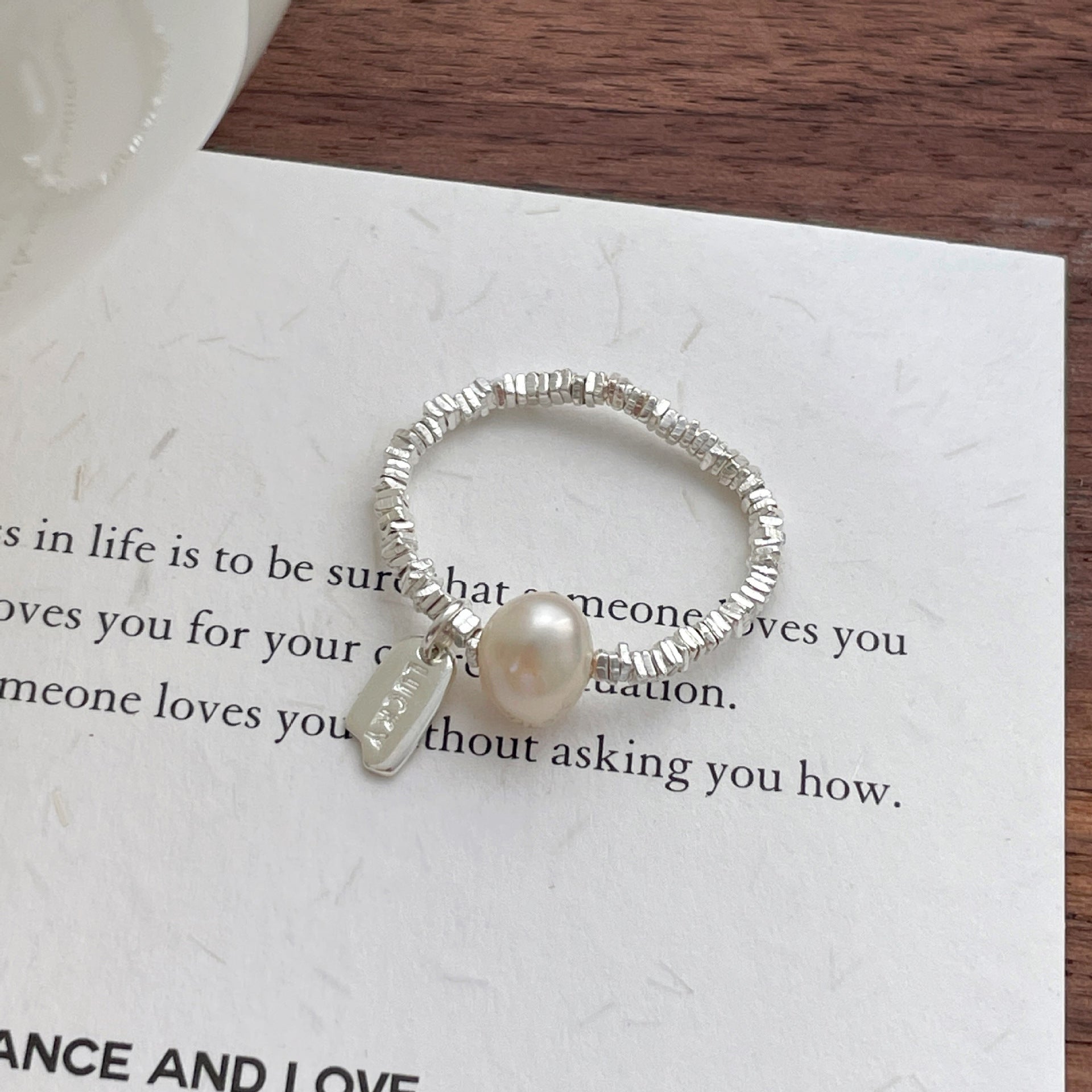 925 sterling silver elastic rope ring - silvery