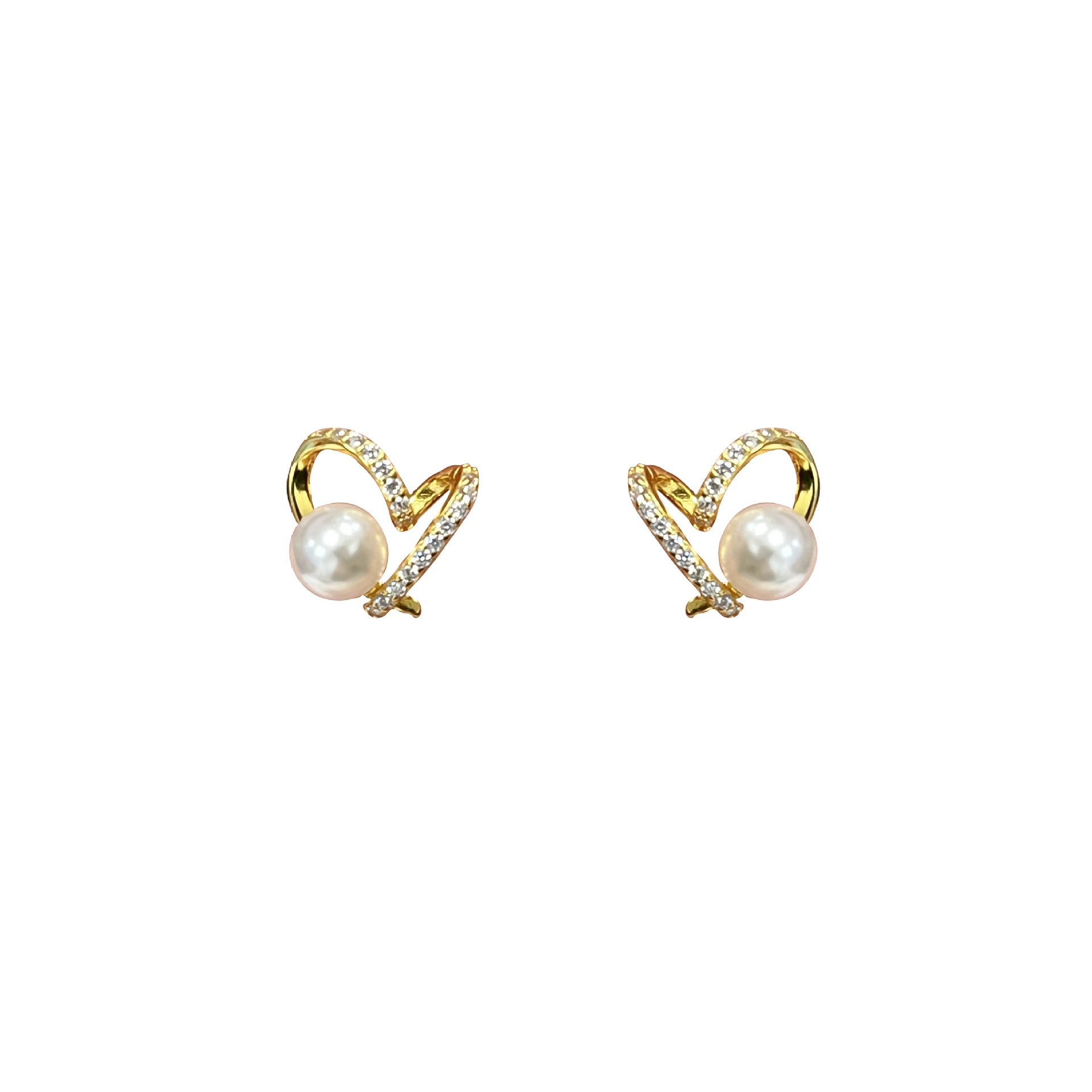 S925 pure silver heart set with super sparkling zircon earrings