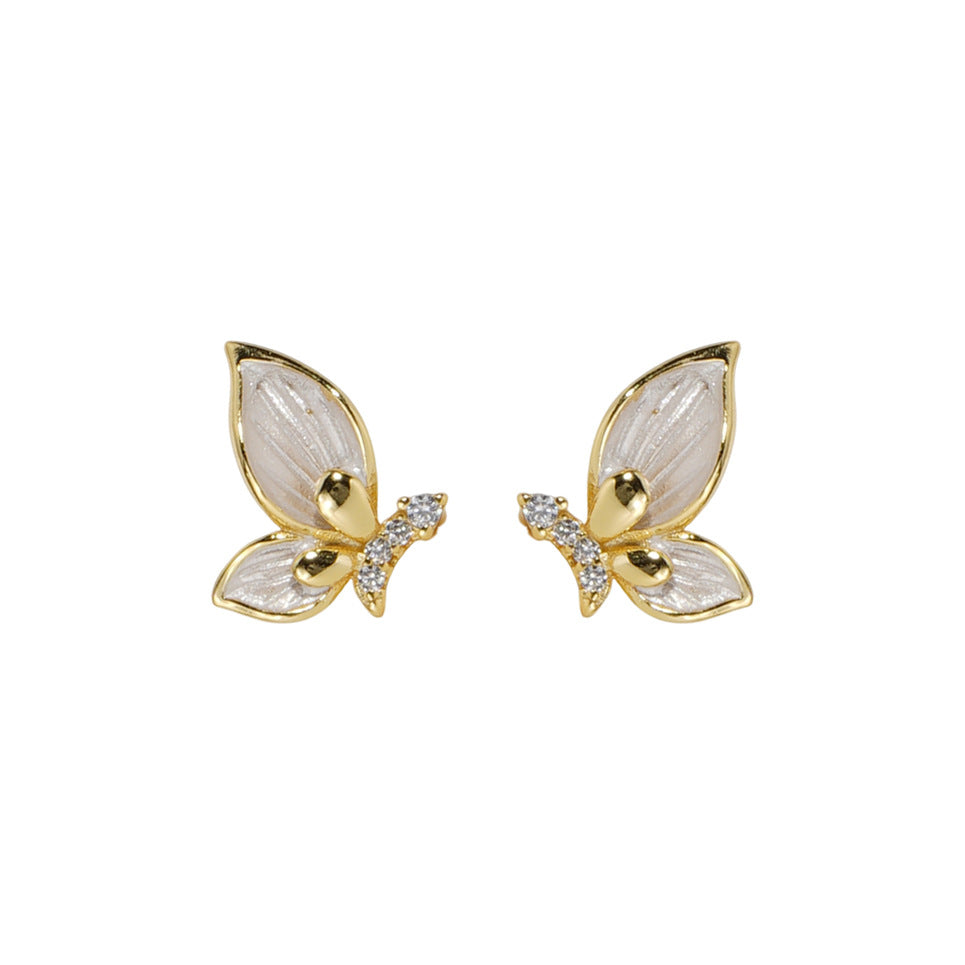 925 sterling silver butterfly earrings - golden