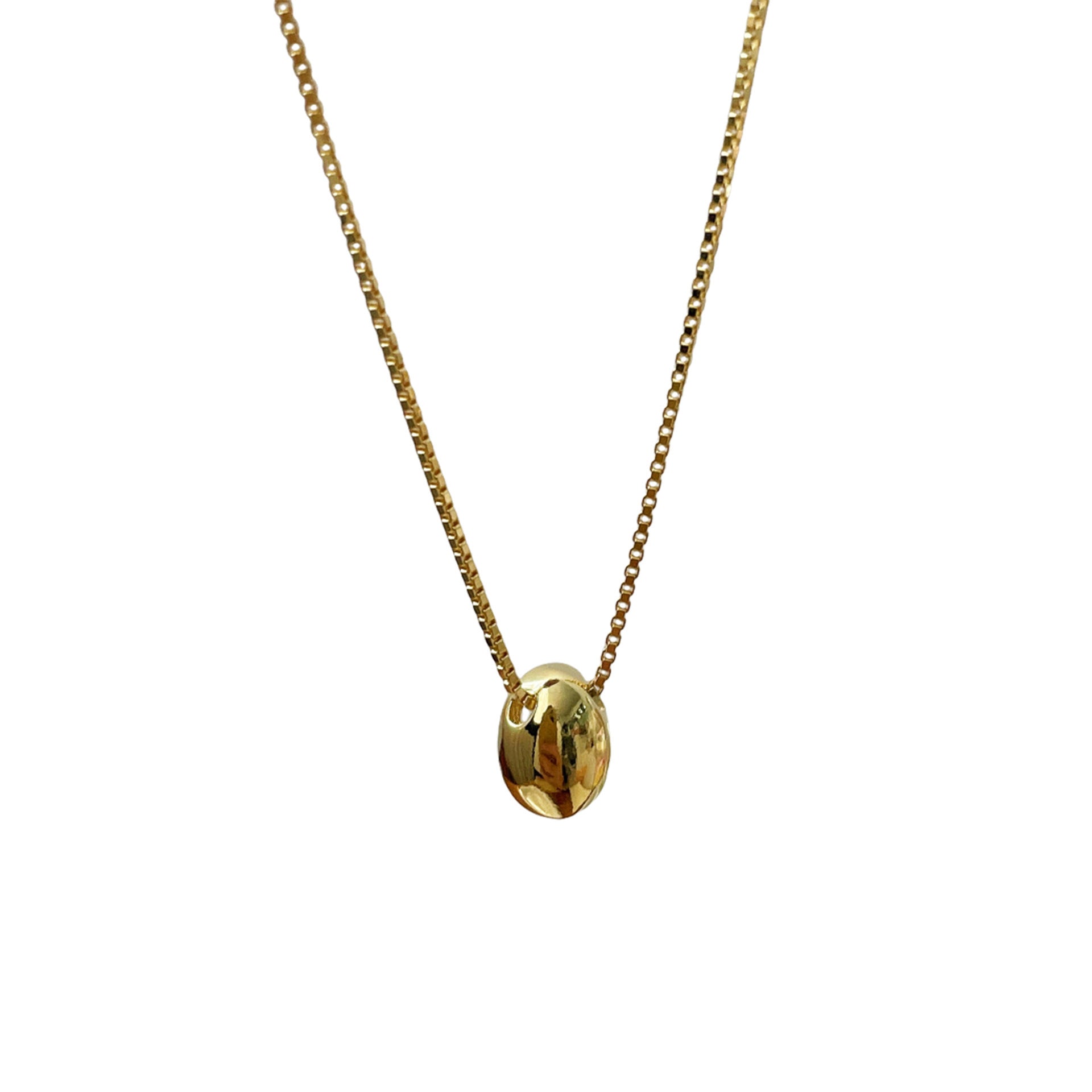S925 silver oval silver bean pendant necklace