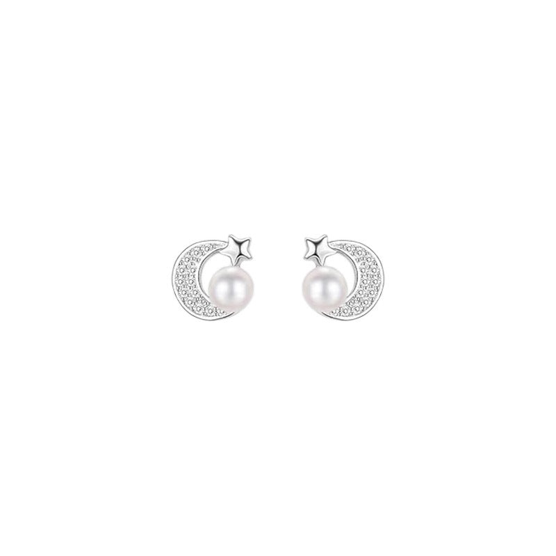 925 sterling silver star and moon earrings - silvery