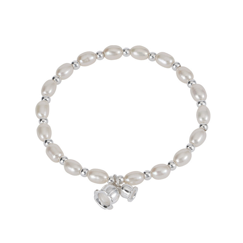 S925 sterling silver bead bracelet - silvery