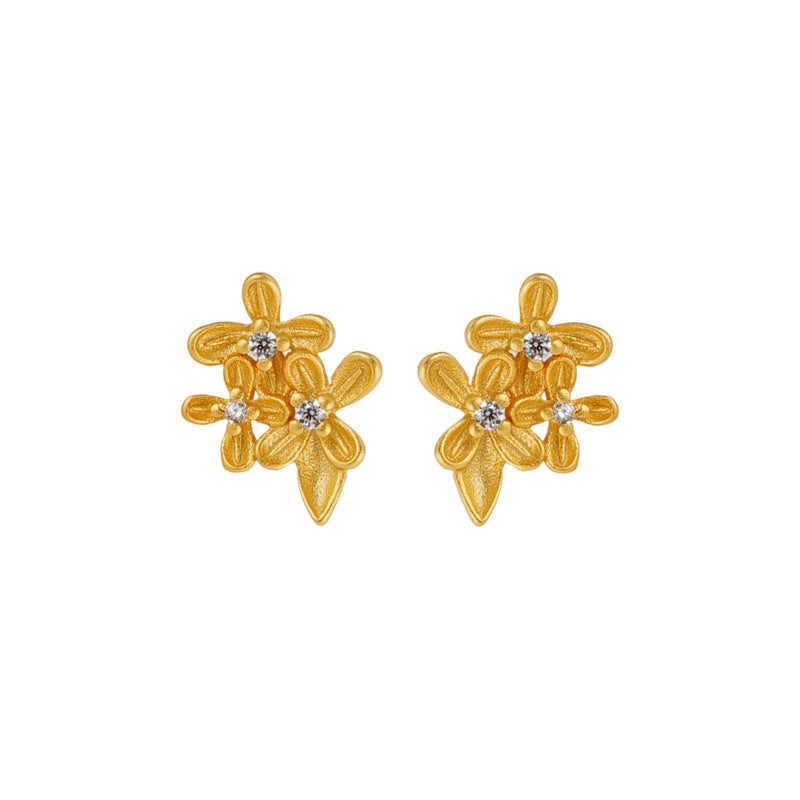 S925 sterling silver flower earrings