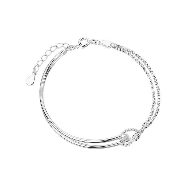 925 sterling silver asymmetrical bracelet - silvery