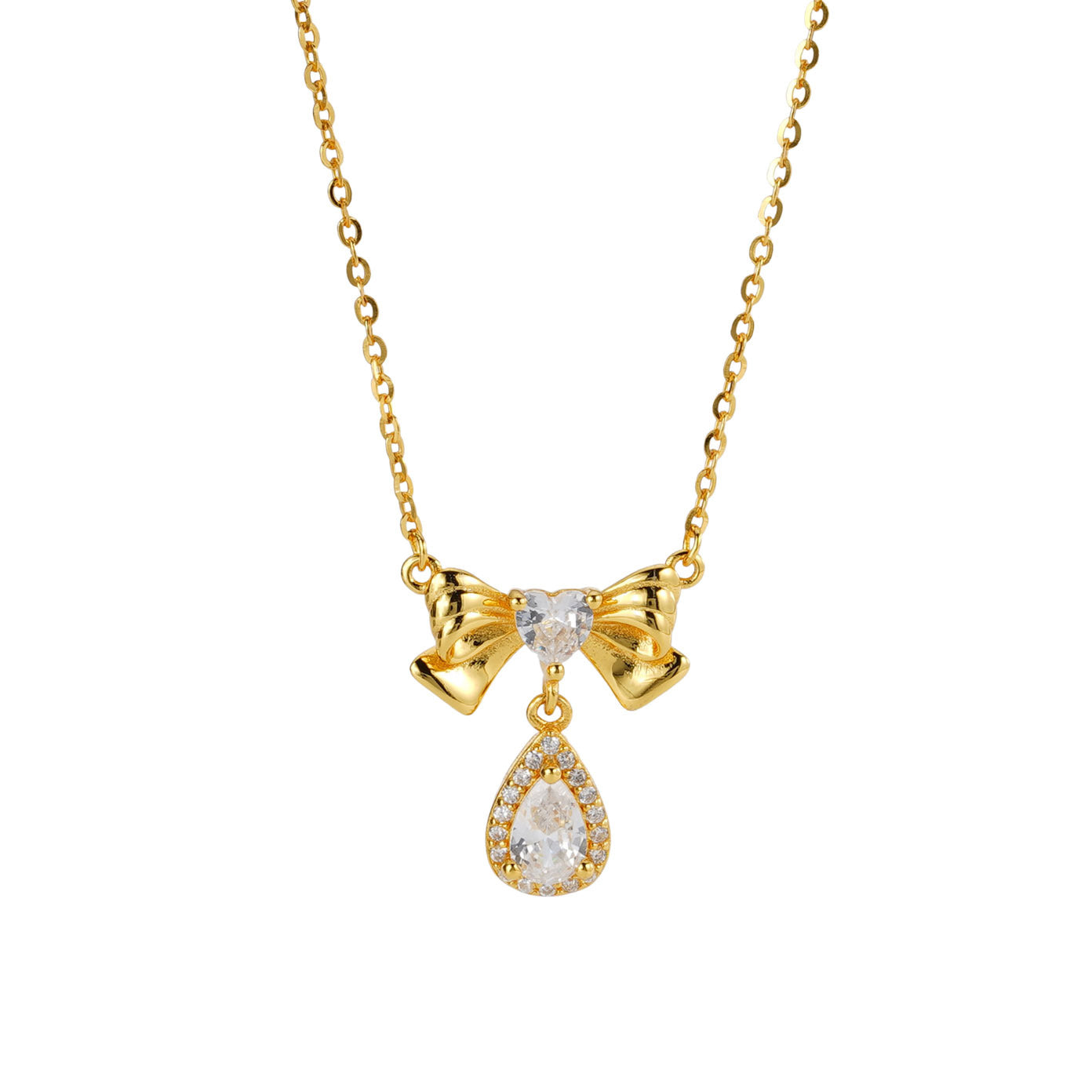 S925 sterling silver droplet shaped pendant necklace