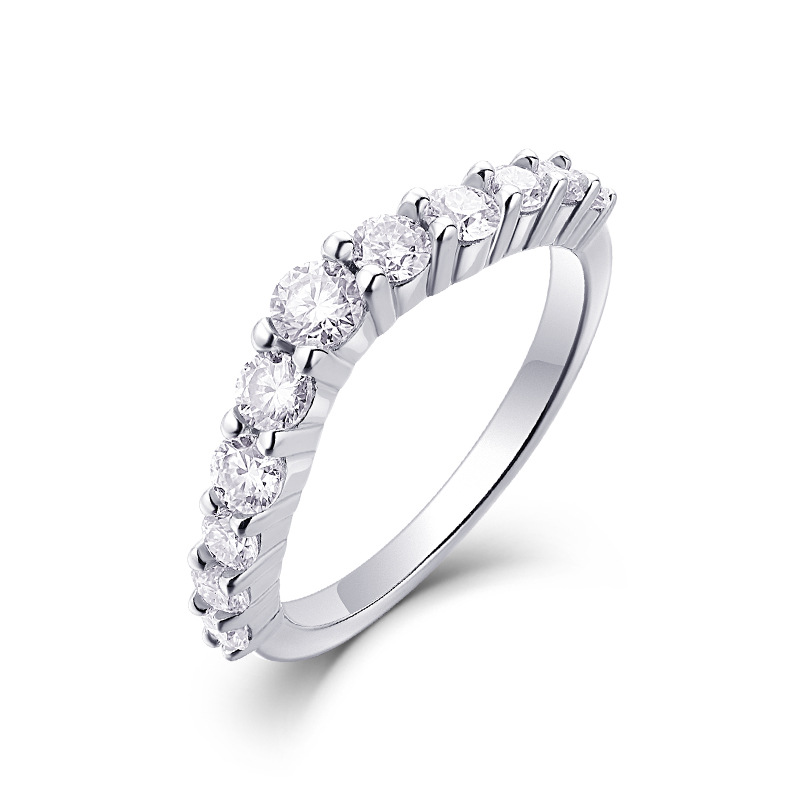 S925 Sterling Silver Solid-Band Moissanite Ring