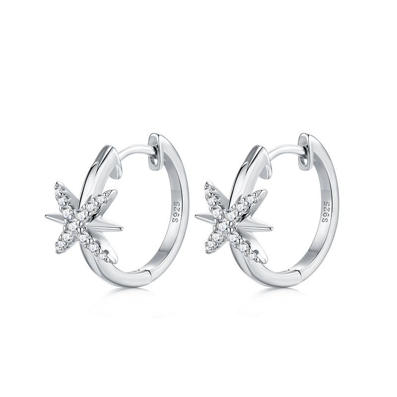 S925 Sterling Silver Round Moissanite Hoop Earrings