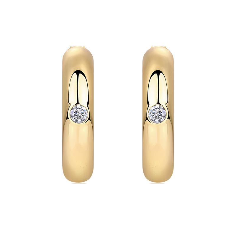 S925 Silver Gold-Tone Moissanite Earrings