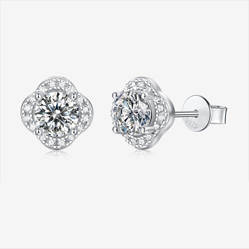 S925 Silver Six-Prong Moissanite Stud Earrings