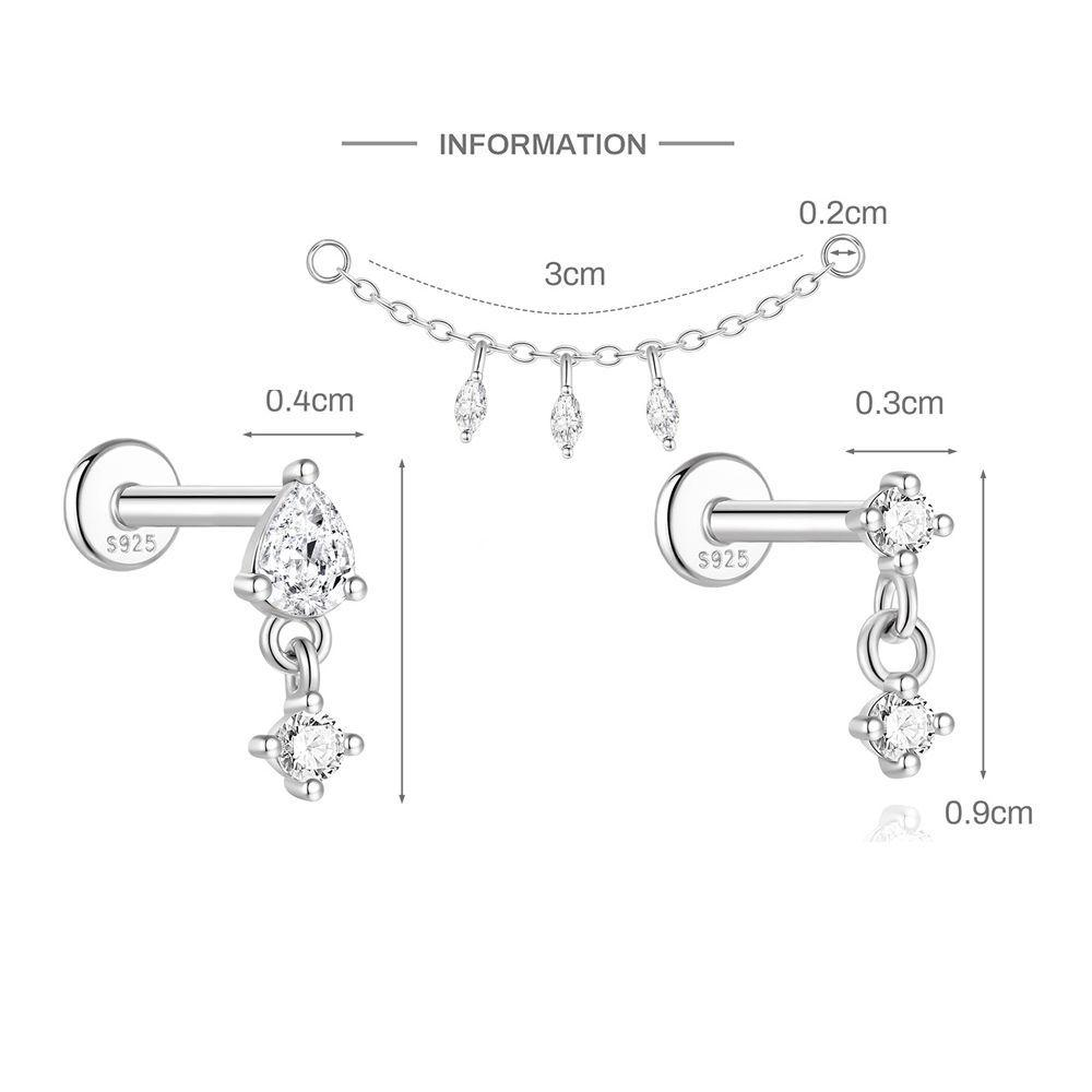 S925 Sterling Silver Spiral Cartilage Stud with Butterfly and Moissanite