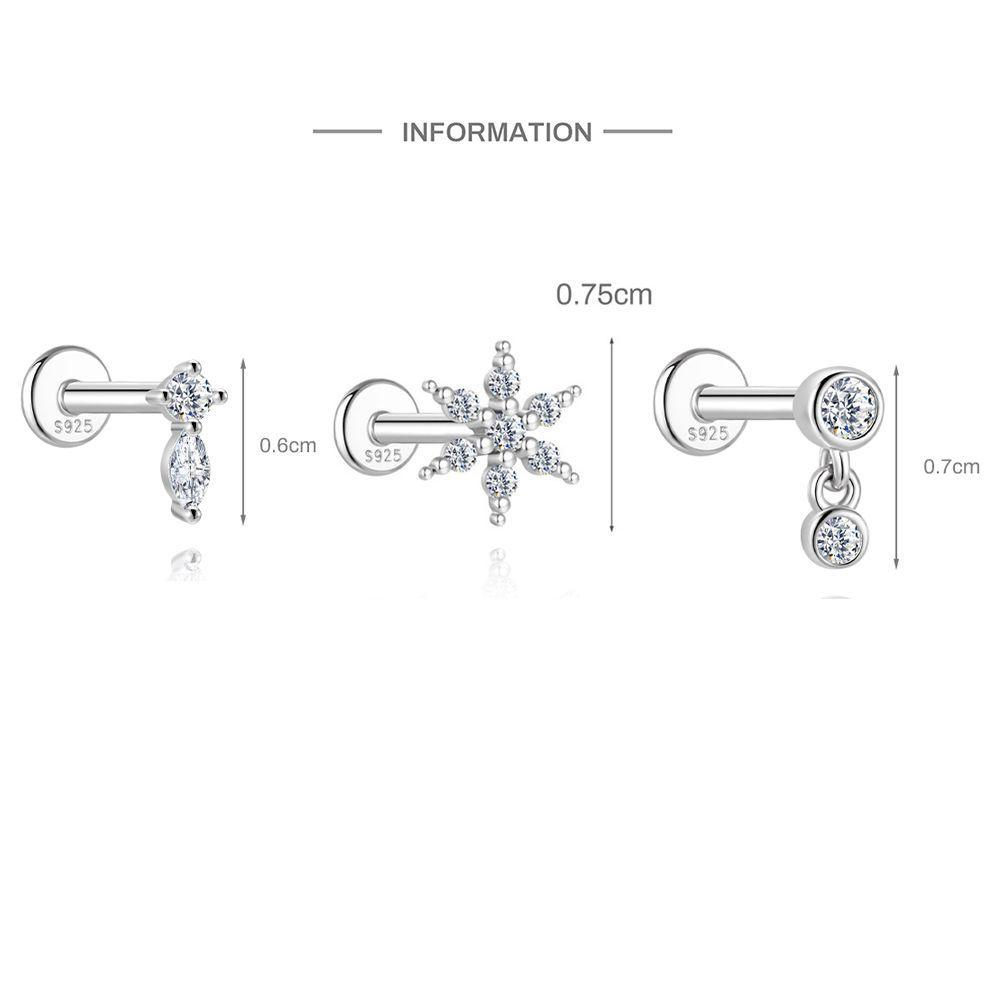 S925 Sterling Silver Hexagram Moissanite Threaded Cartilage Stud Earring