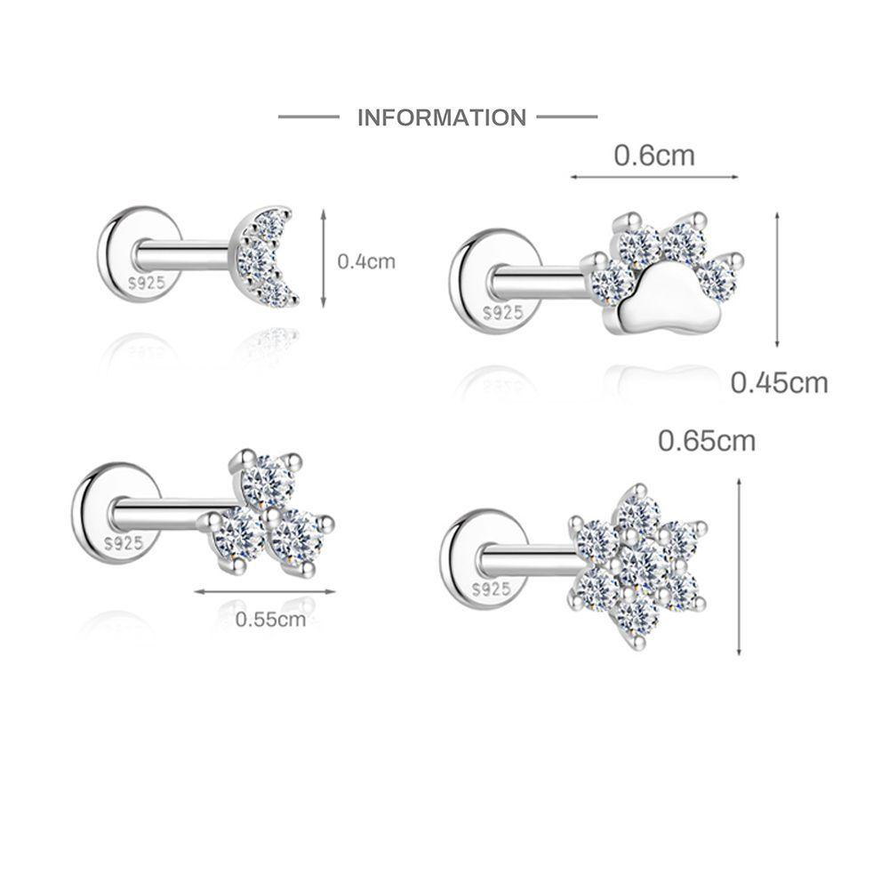 S925 Sterling Silver Hexagram Moissanite Threaded Cartilage Stud Earring