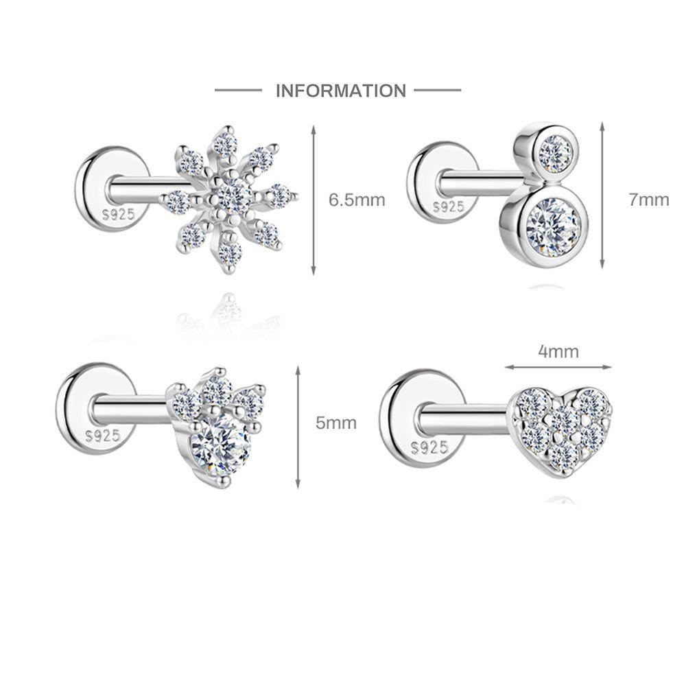 S925 Sterling Silver Moissanite Threaded Cartilage Stud
