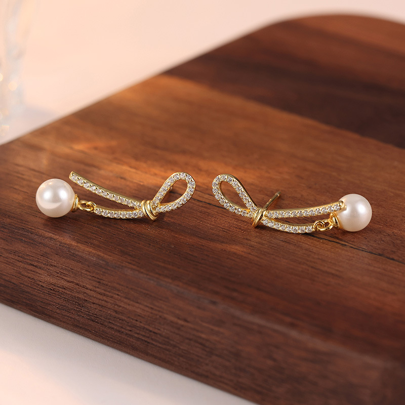 925 sterling silver ribbon shaped earrings