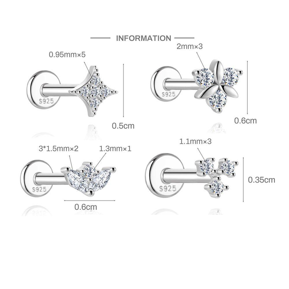 S925 Sterling Silver Moissanite Flat-Back Threaded Piercing Earring(Single unit)