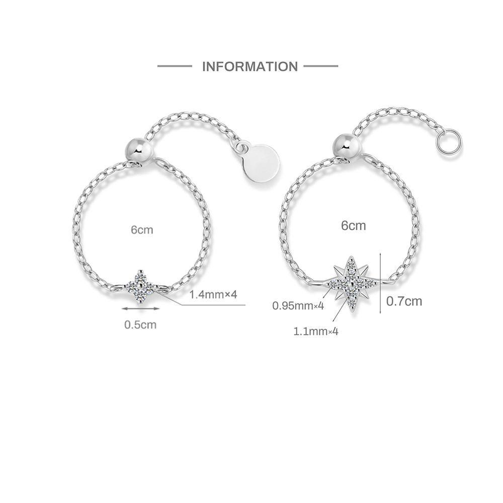 S925 Sterling Silver Moissanite Adjustable Chain Ring