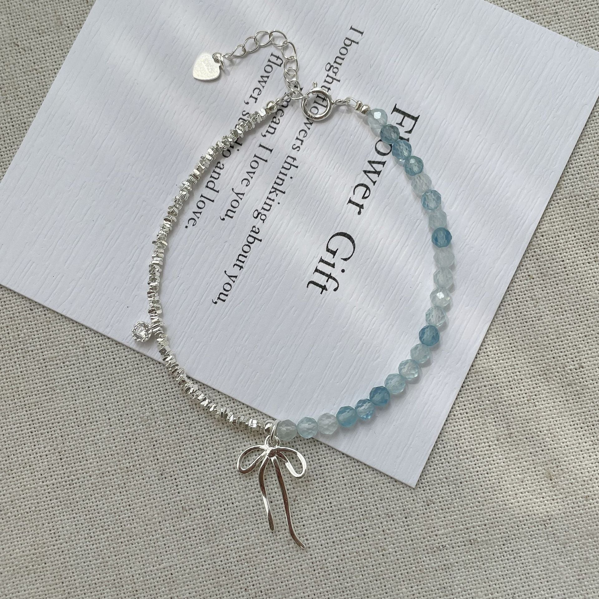 S925 sterling silver aquamarine necklace - silvery