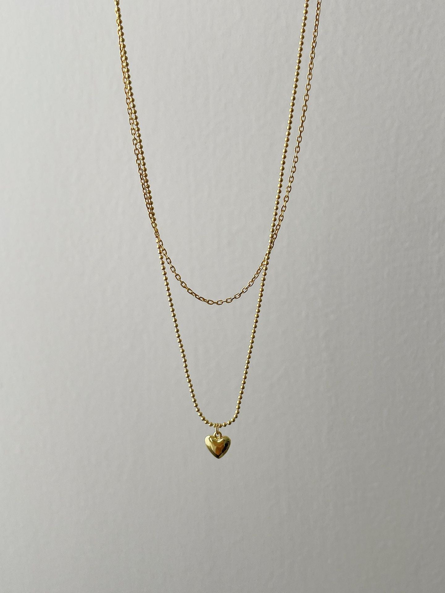 S925 sterling silver double layered necklace