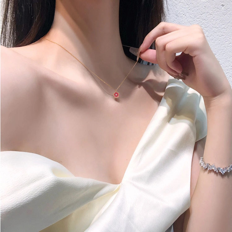 925 sterling silver small flower necklace - rose golden