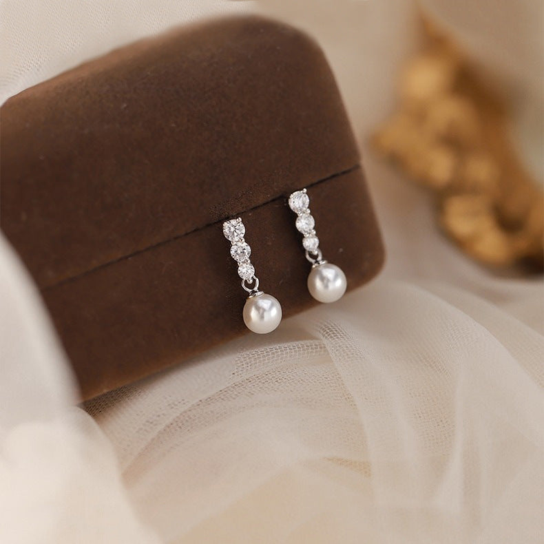 Bead earrings - silver