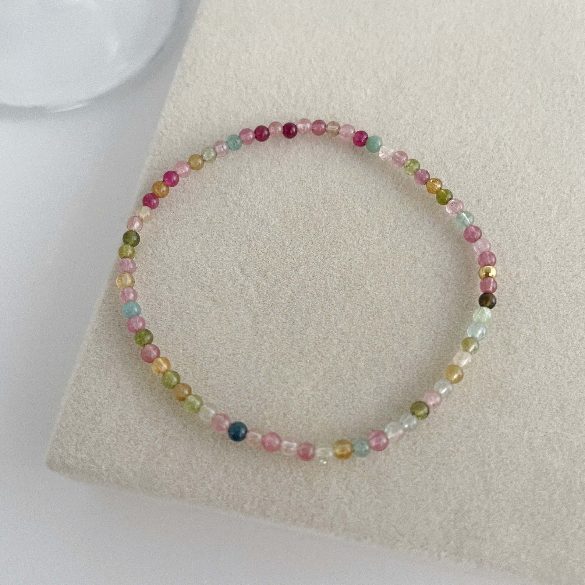 S925 pure silver natural tourmaline colored bracelet