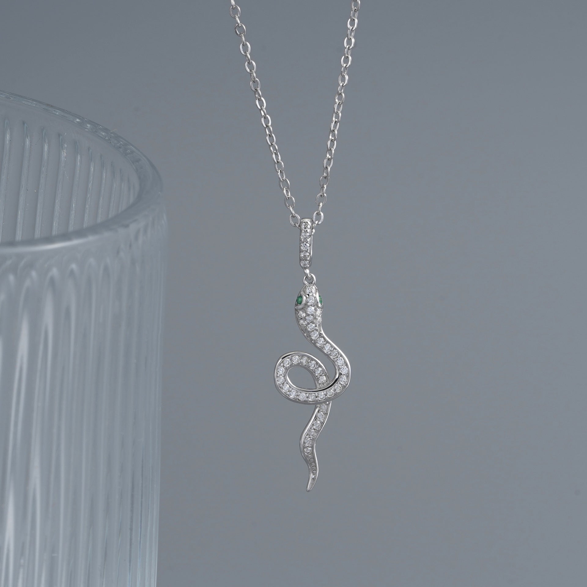 S925 sterling silver snake pendant necklace