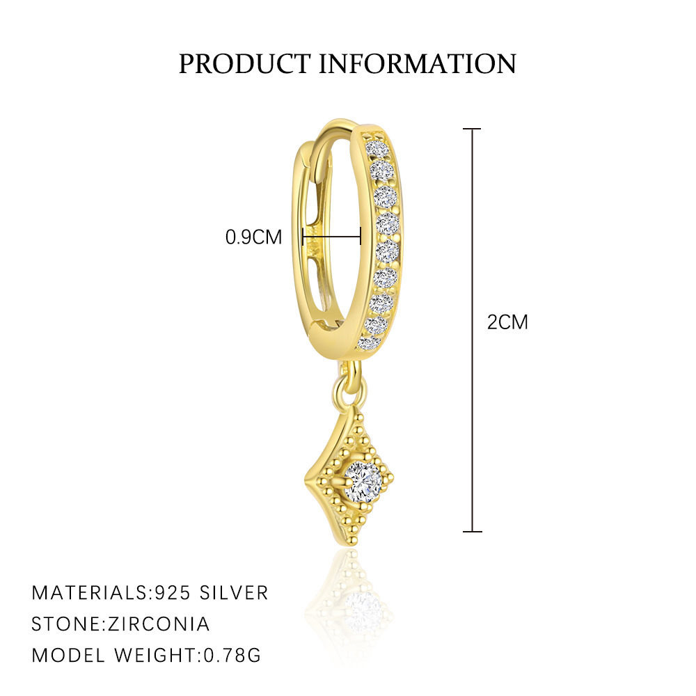 S925 Sterling Silver Zircon Huggie Earrings