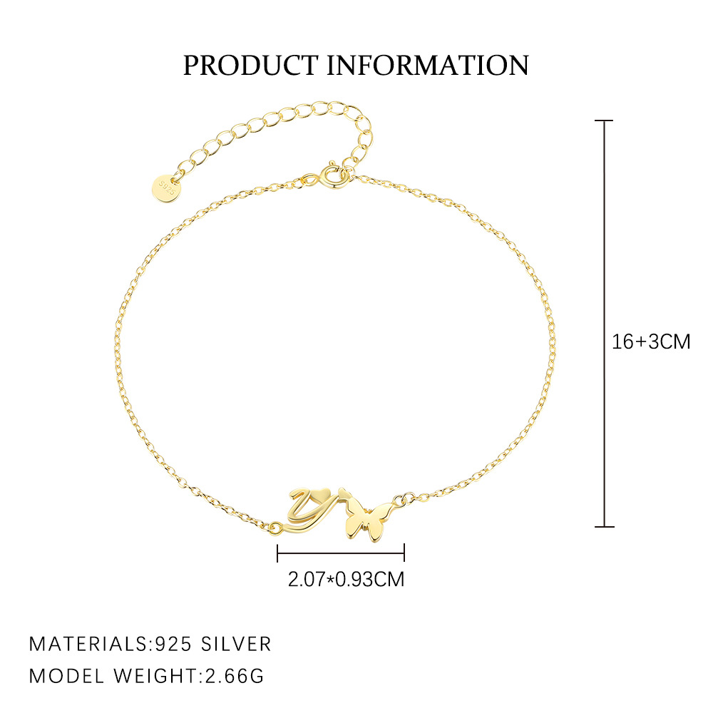 S925 Sterling Silver 26-Letter Bracelet