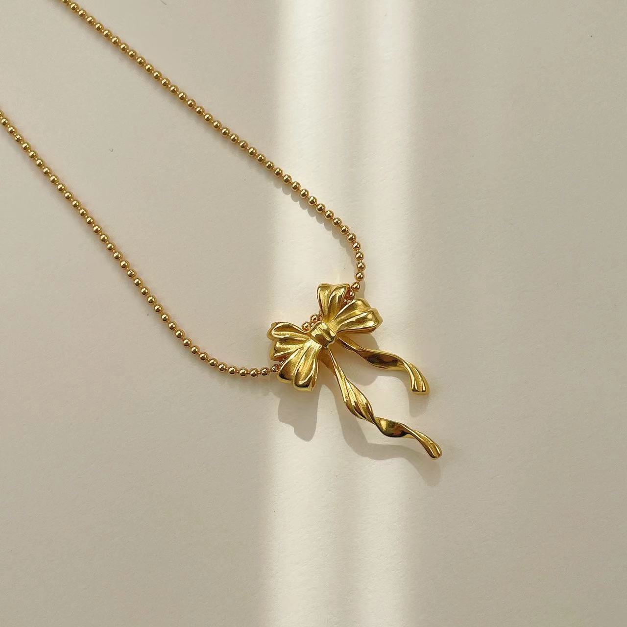 925 silver bowknot pendant necklace