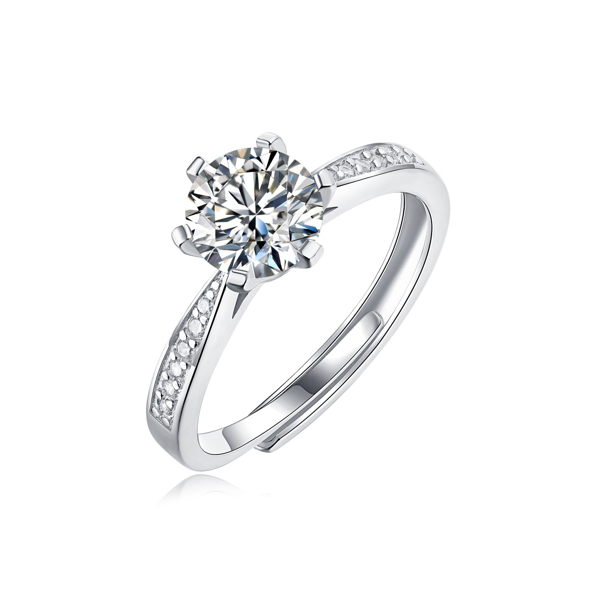 S925 Silver Small Square Ring with Moissanite Halo Setting
