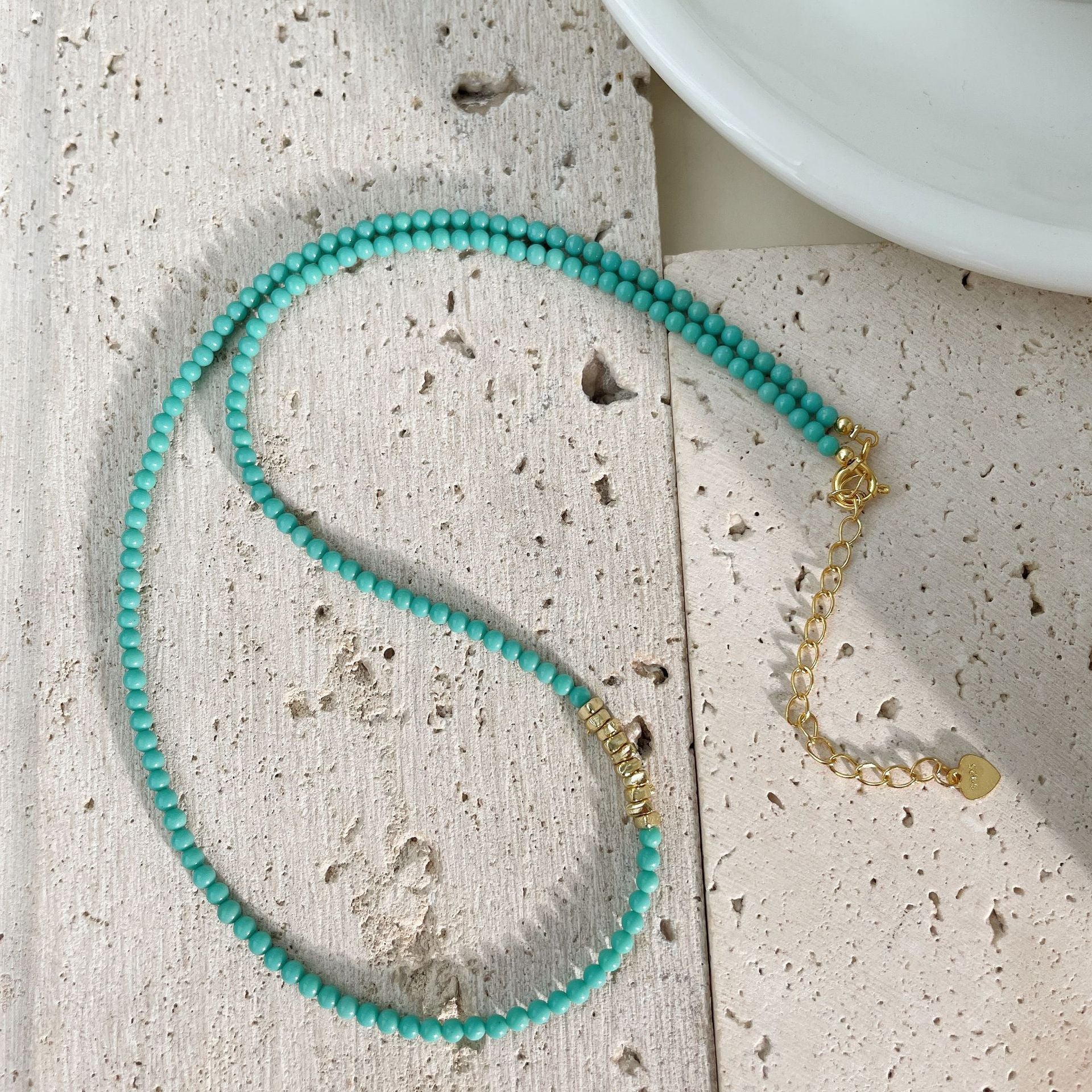 925 sterling silver turquoise necklace - golden