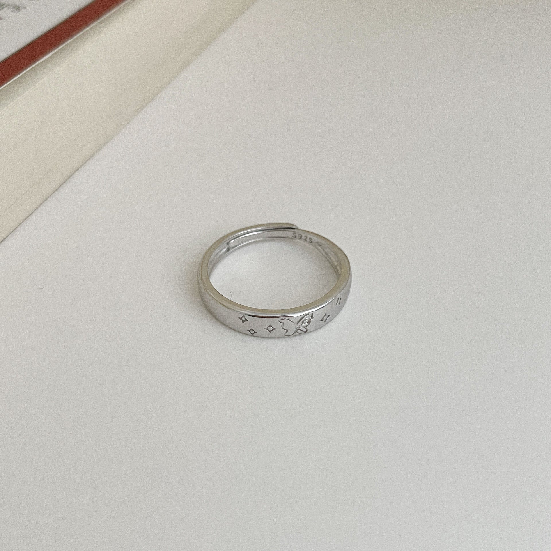 S925 sterling silver butterfly ring - silvery