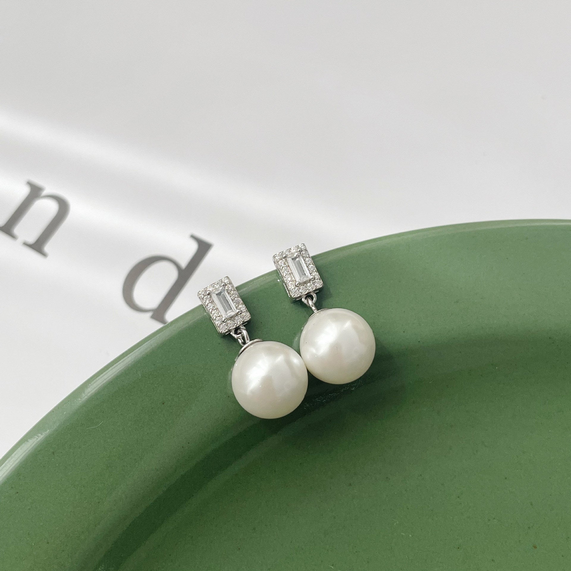 925 sterling silver pearl earrings - silvery