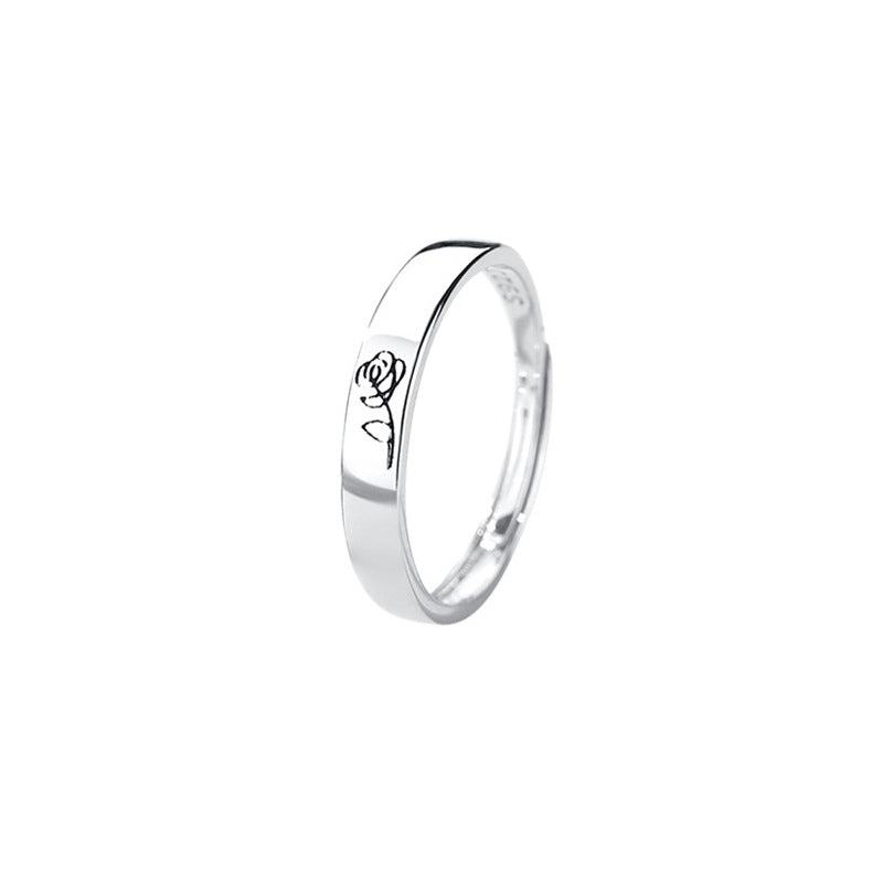 925 sterling silver couple ring - silvery