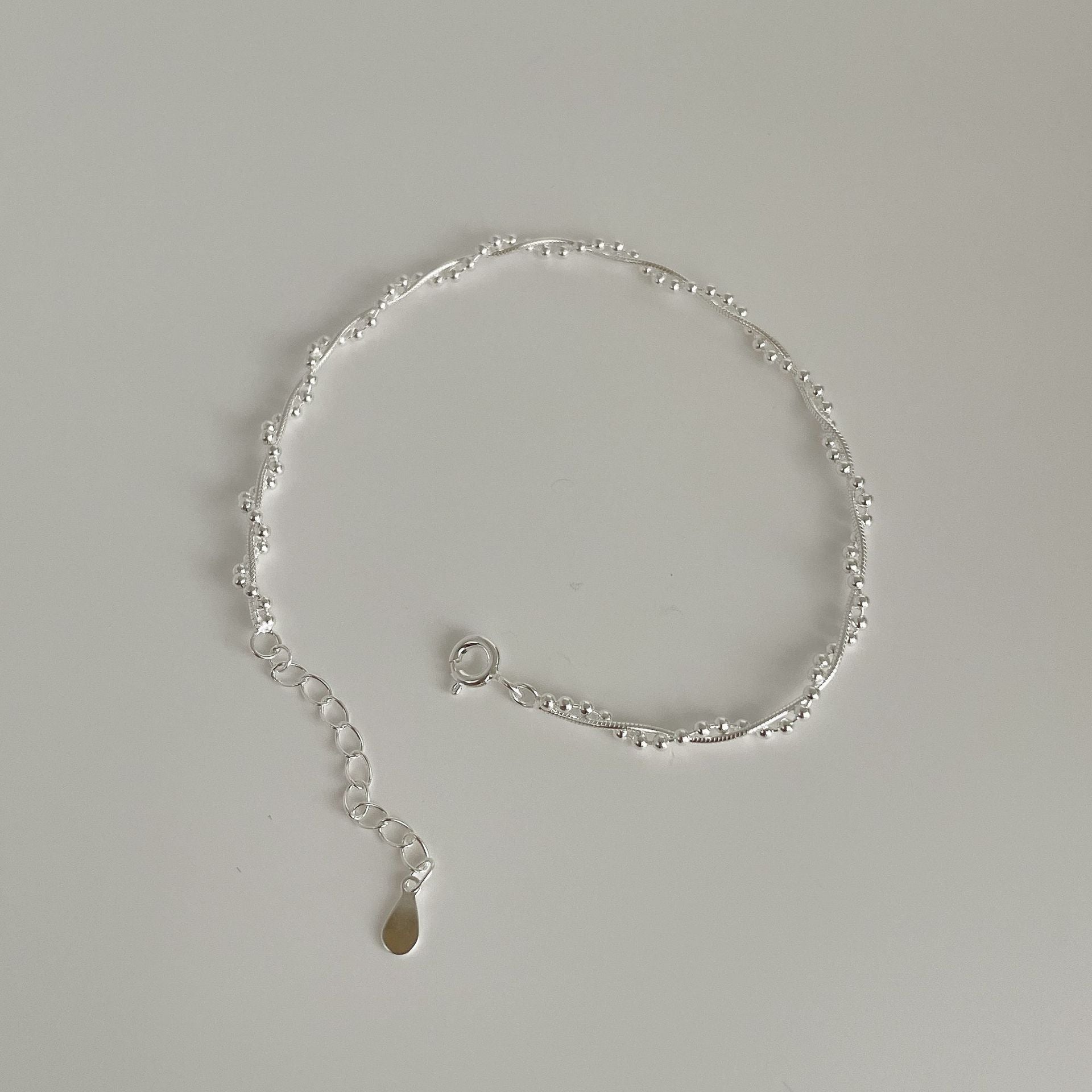 S925 sterling silver double-layer winding bracelet - silvery